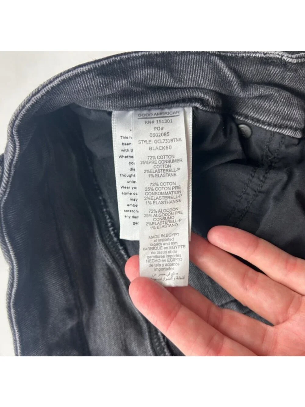 Good American Washed Black Stretch Denim Good Classic Distressed Jeans 14
